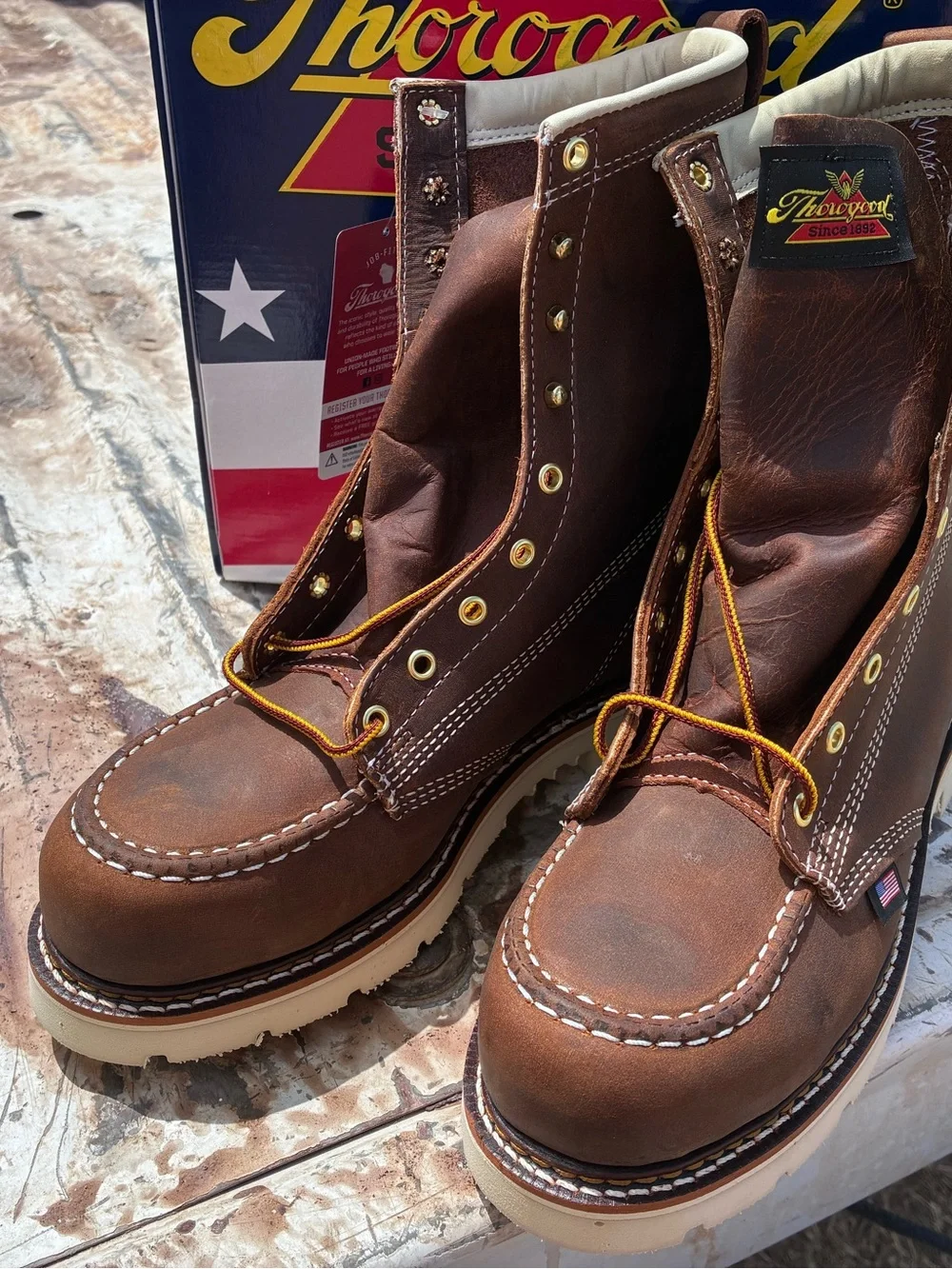 Thorogood Brown Moc Toe Work Boots - Men